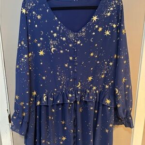 Starry Gold Shiny Navy Dress